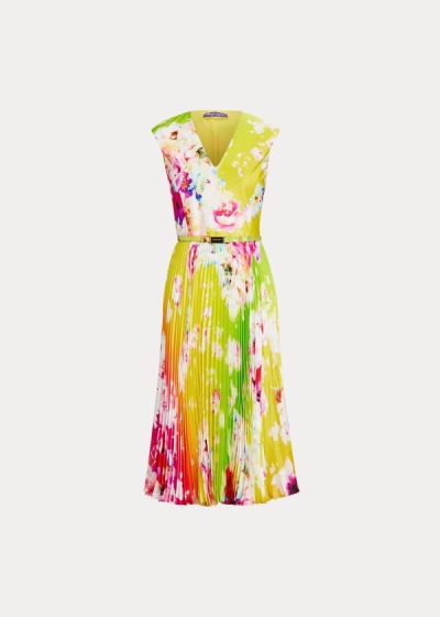 Women's Ralph Lauren Fonda Ombré-Floral Silk Dresses | 930724GSC